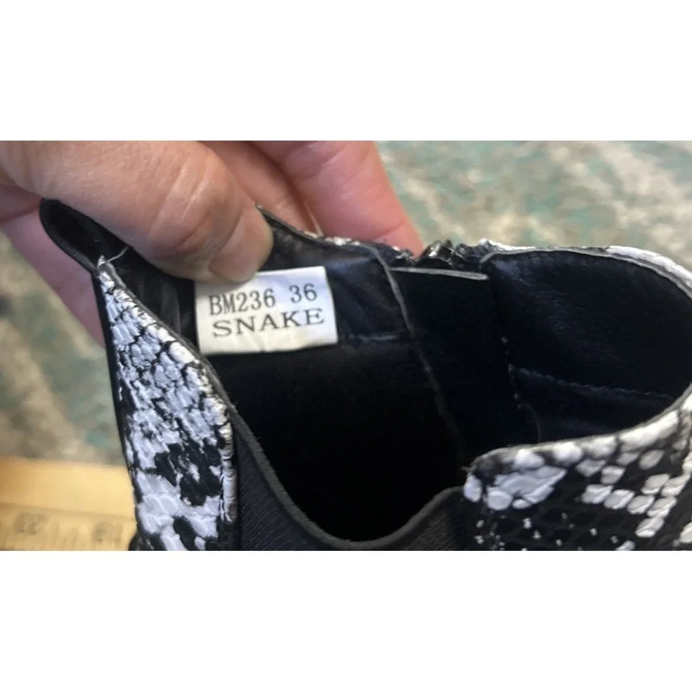 Day-Vine Women's Ankle Boots Black‎ And White Snake Skin Size 36